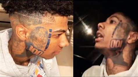 Blueface Flaunts New Face Tattoos From Prison, His。